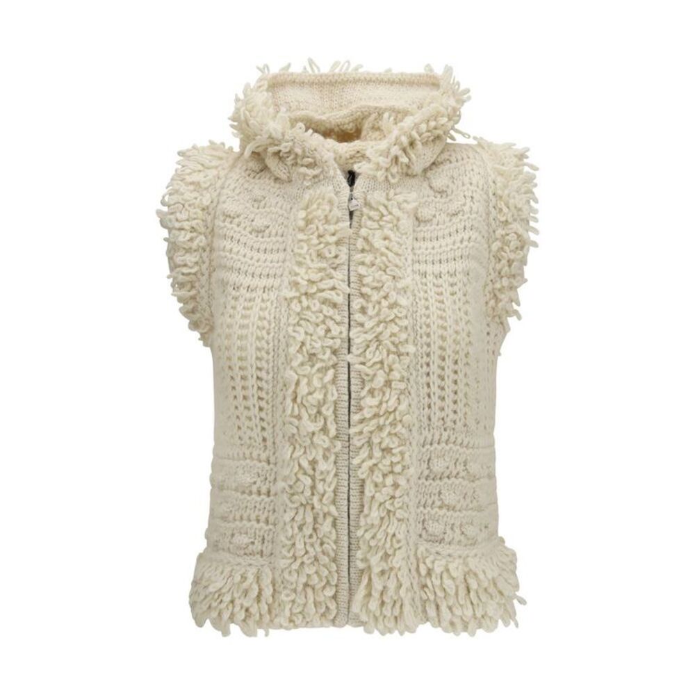 Fendi White Wool Oves Aries Sleeveless Women's Jacket